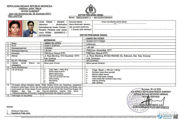 Surat DPO Dikeluarkan Satreskrim Polres Sumenep 