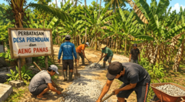 Warga Perbatasan Prenduan-Aeng Panas Patungan Perbaiki Jalan Rusak, Berharap Segera Ditangani