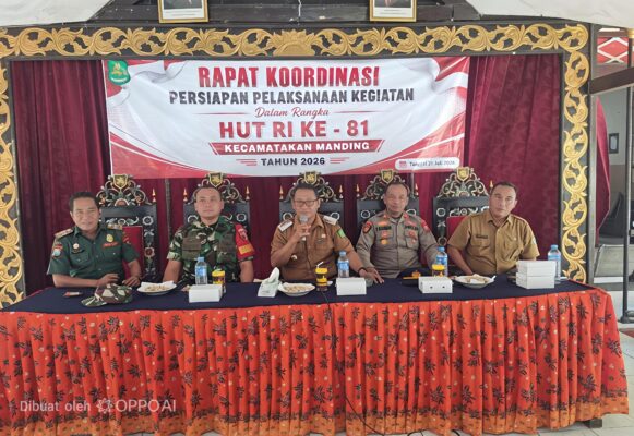 Rakor HUT RI Ke-81 Jadi Momentum Perkuat Kebersamaan, Camat Baru Manding Ajak Semua Pihak Bersinergi Demi Suksesnya Perayaan Kemerdekaan