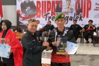 Prada Farel, sukses mengharumkan nama satuan setelah meraih Juara I pada Kejuaraan Pencak Silat Bupati Trenggalek Cup tingkat Provinsi