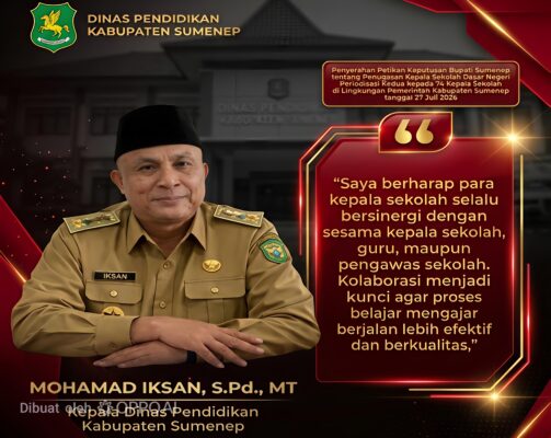 Kadisdik Sumenep Tegaskan Kolaborasi Jadi Kunci Pendidikan Berkualitas, Kepala Sekolah Diminta Bangun Sinergi dan Inovasi