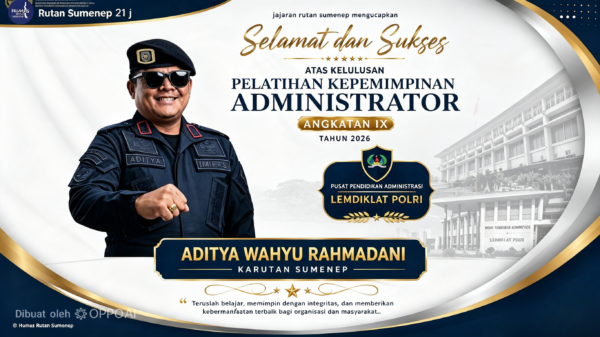 Karutan Sumenep Aditya Wahyu Rahmadani Lulus Pelatihan Kepemimpinan Administrator Angkatan IX Lemdiklat Polri