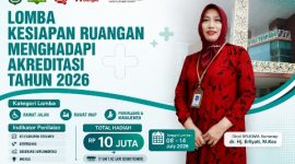 Direktur RSUD dr. H. Moh. Anwar Sumenep, dr. Erliyati, M.Kes, pada flyer lomba kesiapan ruangan menghadapi akreditasi tahun 2026. ©okedaily jatim