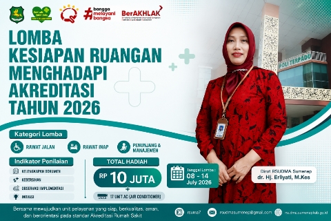 Direktur RSUD dr. H. Moh. Anwar Sumenep, dr. Erliyati, M.Kes, pada flyer lomba kesiapan ruangan menghadapi akreditasi tahun 2026. ©okedaily jatim
