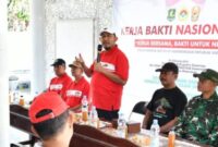 Bupati Sumenep Dr. H. Achmad Fauzi Wongsojudo, SH, MH saat membuka Kerja Bakti Nasional DPD LDII Sumenep 2026 di Kantor Balai Desa Paberasan, Sabtu (29/08/2026)