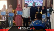 Kepala Dispusip Kabupaten Sumenep Rudi Yuyianto, SE.MSI Bersama Para Peserta Di Aula Dispusip Sumenep, Rabu (26/08/2026)
