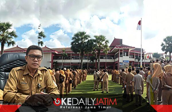 Kadis Perikanan Kabupaten Sumenep Drs. Agustiono Sulasno, MH dengan Latar Apel Gabungan Senin (31/08/2026) di Halaman Kantor Pemkab Sumenep