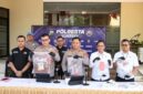 Kapolresta Sumenep Kombes Pol Ariek Indra Sentanu Didampingi Wakapolresta, Kasat Reskrim dan Kasat Narkoba di Kegiatan Konferensi Pers, Aula Utama Polresta Sumenep, Senin (23/08/2026)