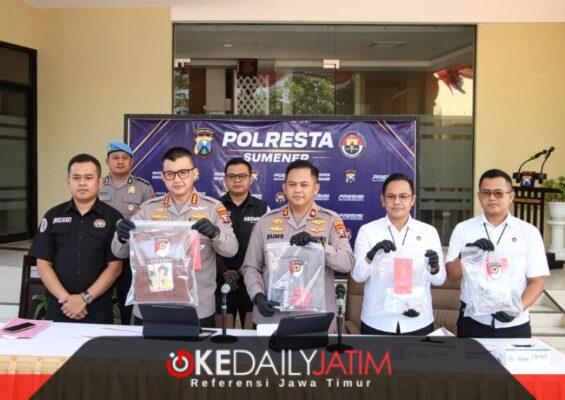 Kapolresta Sumenep Kombes Pol Ariek Indra Sentanu Didampingi Wakapolresta, Kasat Reskrim dan Kasat Narkoba di Kegiatan Konferensi Pers, Aula Utama Polresta Sumenep, Senin (23/08/2026)