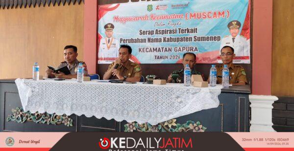 PLT Camat Gapura Darto Santoso SAN Bersama Forkopimka Di Acara Muscam Serap Aspirasi 