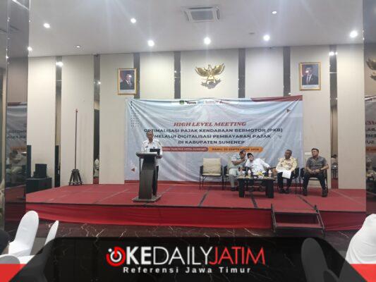 Kepala Bapenda Sumenep Ferdiansyah Tetrajaya SH di HLM optimalisasi Pajak Kendaraan Bermotor (PKB) melalui digitalisasi pembayaran Pajak di Ballroom Kaberaz Hotel, Rabu (23/09/2026)