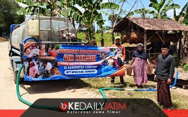 BPBD Sumenep Saat Menyalurkan Bantuan Air Bersih di Desa Montorna Kecamatan Pasongsongan 