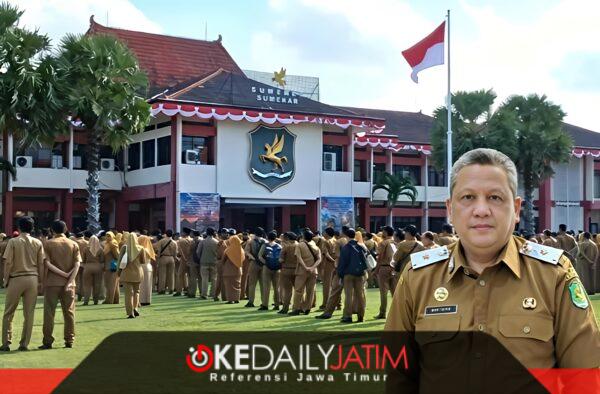 Kepala BRIDA Sumenep Siswahyudi Bintoro, S.Sos, M.Si dengan latar Peserta Apel Gabungan Bersama Senin (14/09/2026)