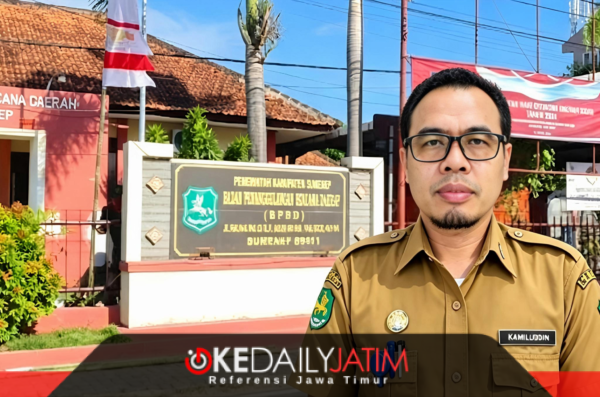Kepala Pelaksana BPBD Sumenep, Kamiluddin, S.Pd.I., M.AP., Dengan Latar Belakang Kantor BPBD Sumenep 