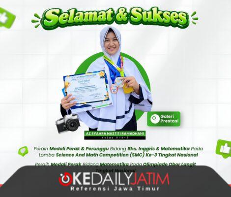 Az Syahra Borong Tiga Medali Nasional, Siswi SMP Integral Luqman Al Hakim Sumenep Buktikan Prestasi dari Sekolah