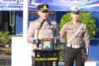 Kapolresta Sumenep Kombes Pol Ariek Indra Sentanu Saat Apel HUT Lalu Lintas Bhayangkara ke-71 di Lapangan SATPAS Polresta Sumenep