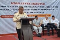 Kepala UPT PPD Sumenep Samtiono SH MH di Acara HLM Optimalisasi PKB Melalui Digitalisasi Pembayaran Pajak di Kaberaz Hotel, Rabu (23/09/2026)