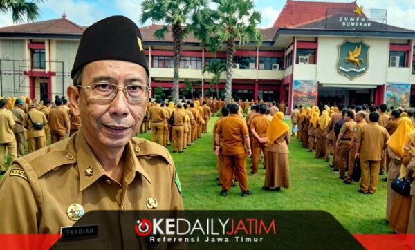 Kepala Bapenda Sumenep, Ferdiansyah Tetrajaya SH Dengan Latar Peserta Apel Upacara Gabungan Senin (28/09/2026) di Halaman Kantor Pemkab Sumenep 