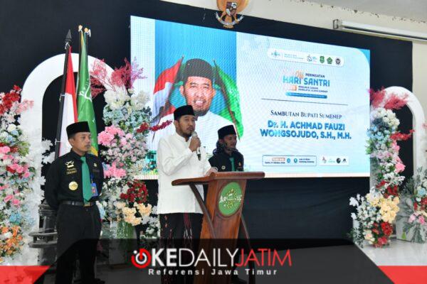 Bupati Sumenep Dr H Achmad Fauzi Wongsojudo SH MH di Acara Kick Off Hari Santri 2026 PCNU Sumenep di Aula Al-Ikhlas Kantor Kementerian Agama (Kemenag) Sumenep, Kamis (1/10/2026)