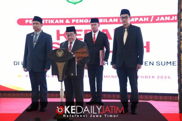 Wabup Sumenep KH Imam Hasyim SH MH Saat Melantik 129 Kepala Sekolah Di Lingkungan Pemkab Sumenep, Minggu (11/10/2026)