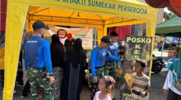 Yonif TP 931/KJ Bersama Dinkes Sumenep Gelar Bansos dan Pemeriksaan Kesehatan Gratis di Taman Bunga