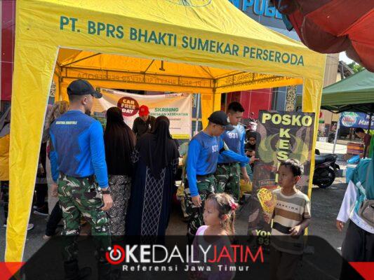 Yonif TP 931/KJ Bersama Dinkes Sumenep Gelar Bansos dan Pemeriksaan Kesehatan Gratis di Taman Bunga